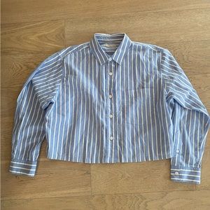 Everlane Blue and White Striped Button Down Shirt